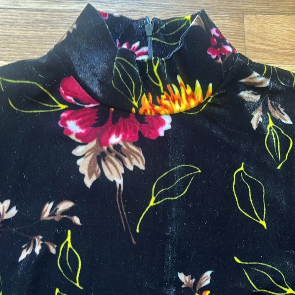 VENUS Black Midi Dress with Floral Design - Picture 2 of 4